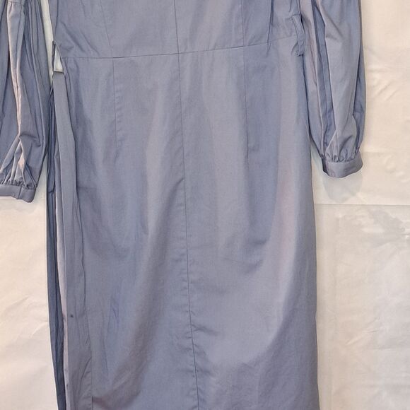 H&M Knee Length Button Up Shirt Dress V-Neckline Balloon Sleeves Preowned Size 2 - Picture 10 of 14